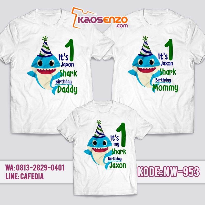 Kaos Couple Keluarga | Kaos Ulang Tahun Anak | Kaos Baby Shark - NW 953