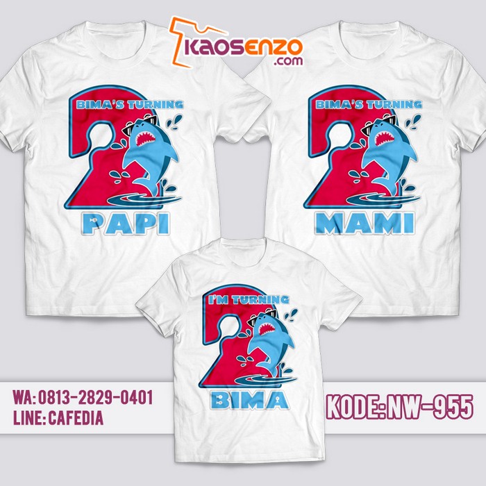 Kaos Couple Keluarga | Kaos Ulang Tahun Anak | Kaos Baby Shark - NW 955