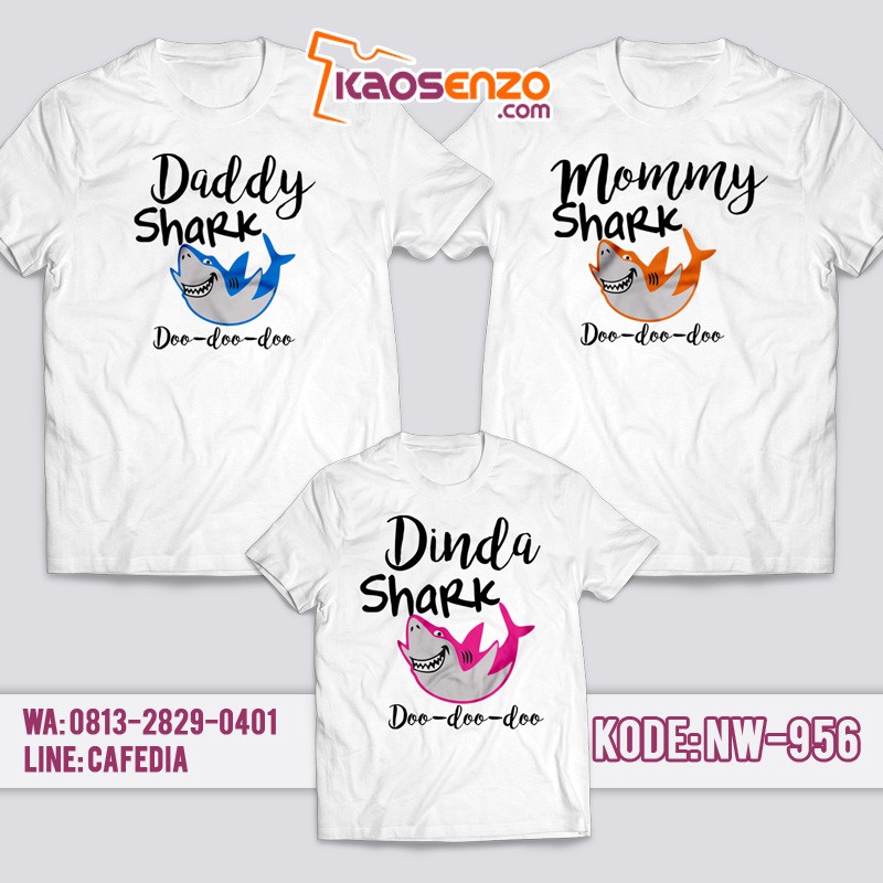 Baju Kaos Couple Keluarga | Kaos Family Custom | Kaos Baby Shark - NW 956