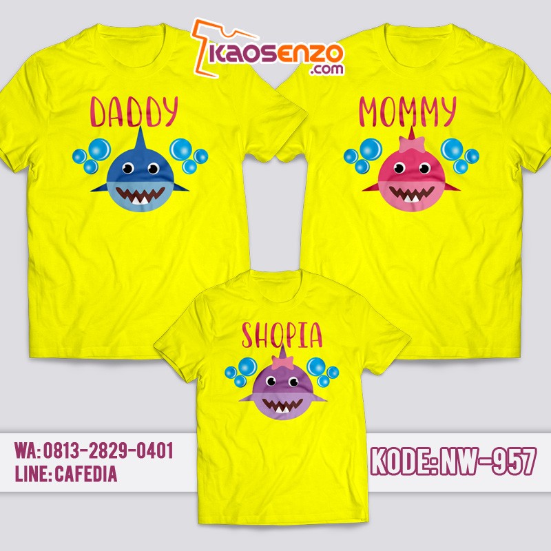 Baju Kaos Couple Keluarga | Kaos Family Custom | Kaos Baby Shark - NW 957