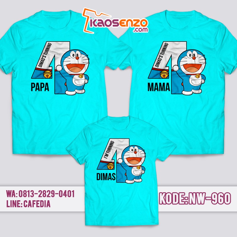 Kaos Couple Keluarga | Kaos Family Ulang Tahun Anak | Kaos Doraemon - NW 960