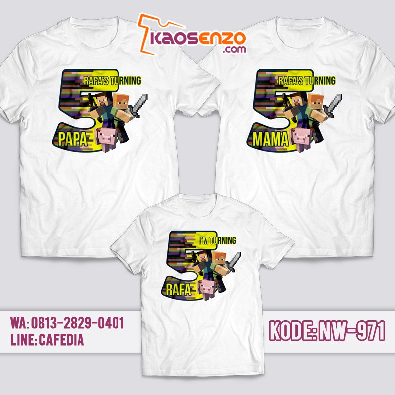 Kaos Couple Keluarga | Kaos Ulang Tahun Anak Minecraft - NW 971