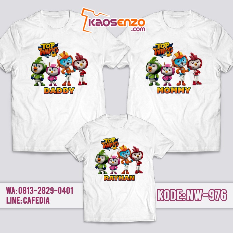 Baju Kaos Couple Keluarga | Kaos Family Custom Top Wings - NW 976