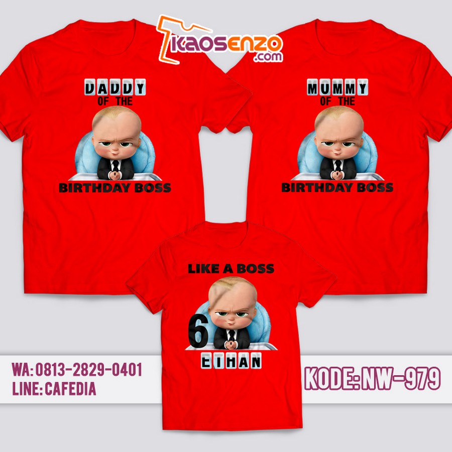 Kaos Couple Keluarga | Kaos Ulang Tahun Anak Baby Boss - NW 979