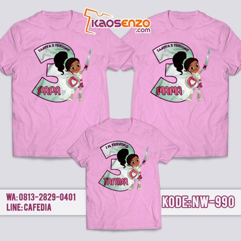 Baju Kaos Couple Keluarga | Kaos Ulang Tahun Anak | Kaos Nella The Princess Knight - NW 990