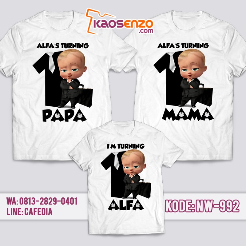 Baju Kaos Couple Keluarga | Kaos Ulang Tahun Anak | Kaos Baby Boss NW - 992