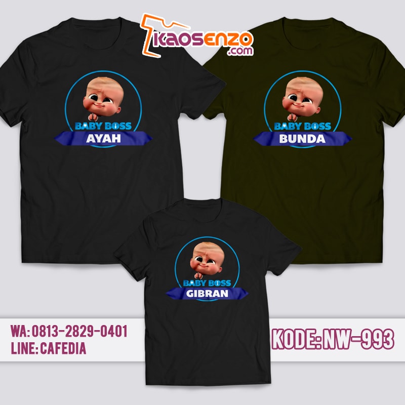 Baju Kaos Couple Keluarga | Kaos Family Custom | Kaos Baby Boss NW - 993