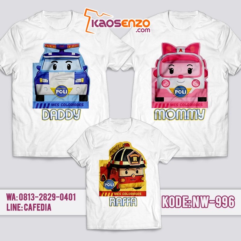 Baju Kaos Couple Keluarga | Kaos Family Custom | Kaos Robocar Poli NW - 996