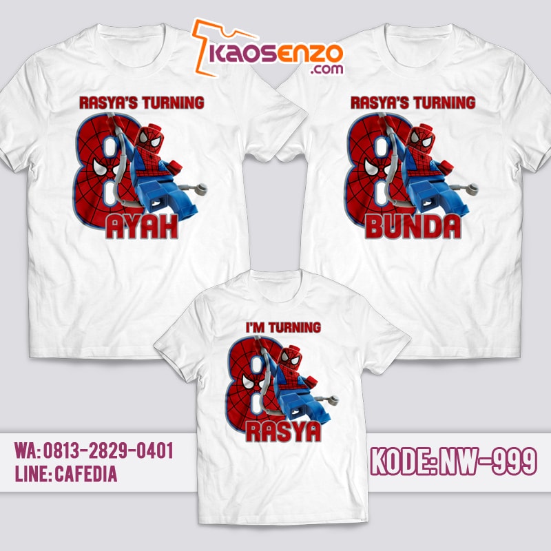 Baju Kaos Couple Keluarga | Kaos Ulang Tahun Anak | Kaos Spiderman NW - 999