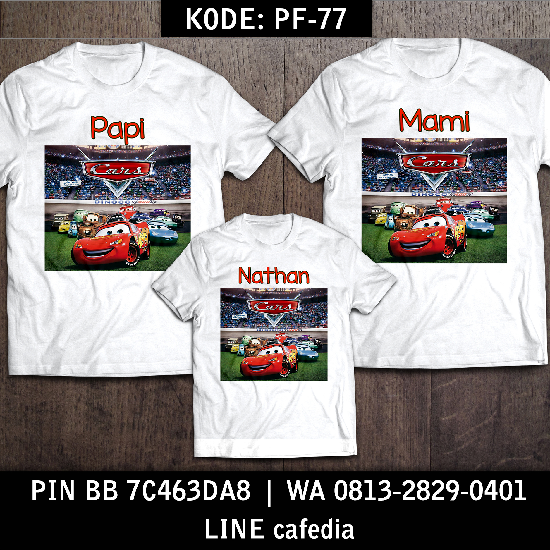 Baju Kaos Couple Keluarga | Kaos Family Custom Cars - PF 77