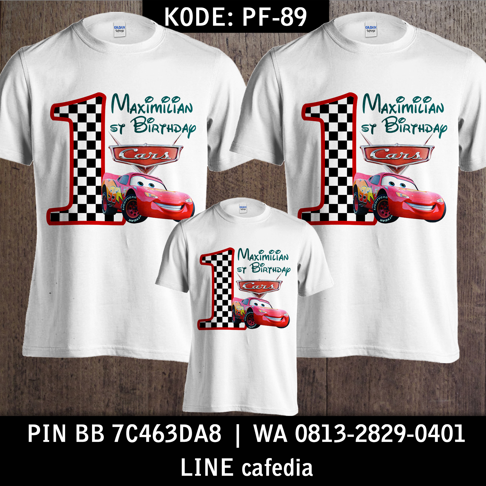 Kaos Couple Keluarga | Kaos Ulang Tahun Anak Cars - PF 89