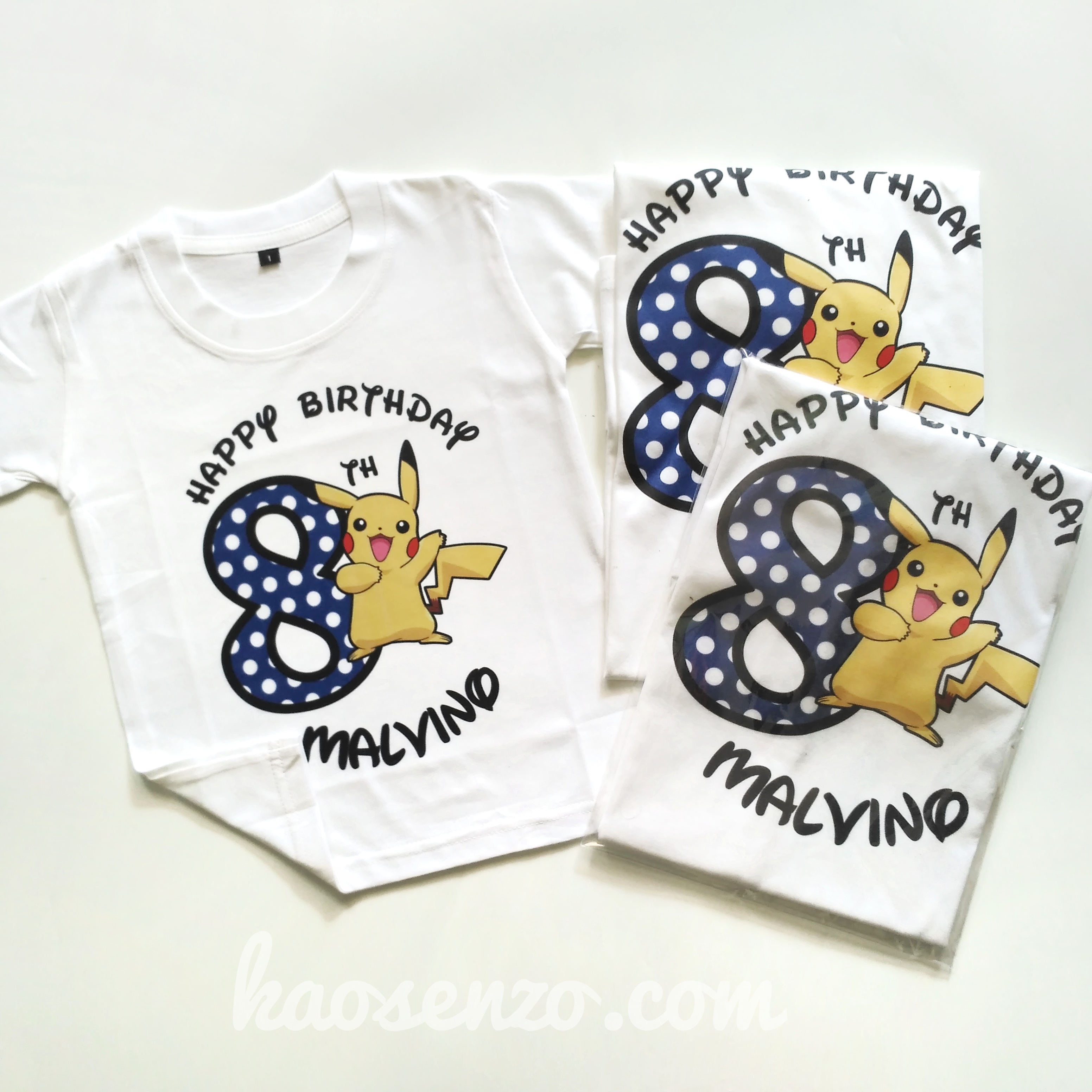 Baju Kaos Couple Keluarga | Baju Kaos Ultah Motif Pokemon