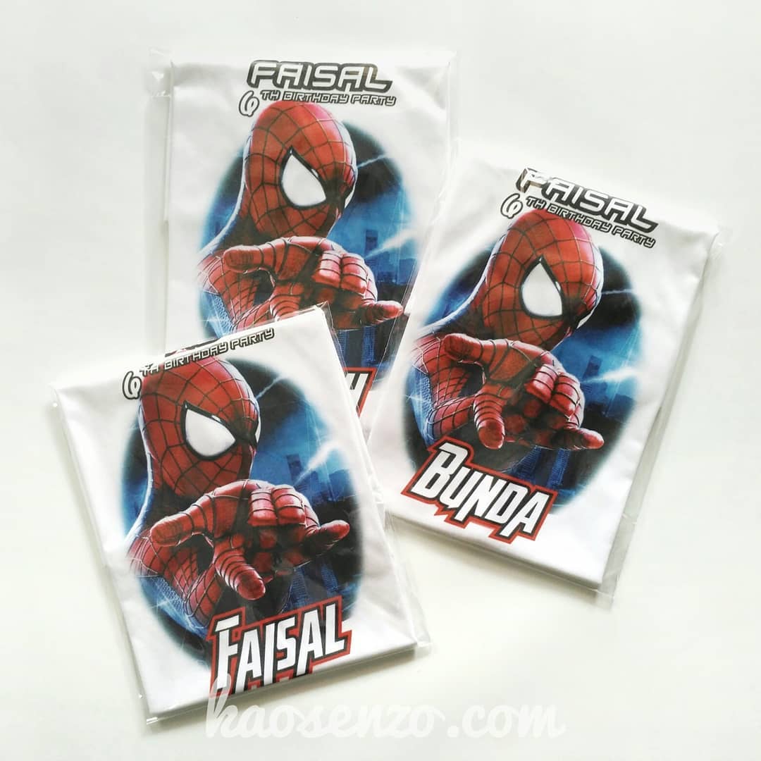 Baju Kaos Couple Keluarga | Baju Kaos Ultah Motif Spiderman