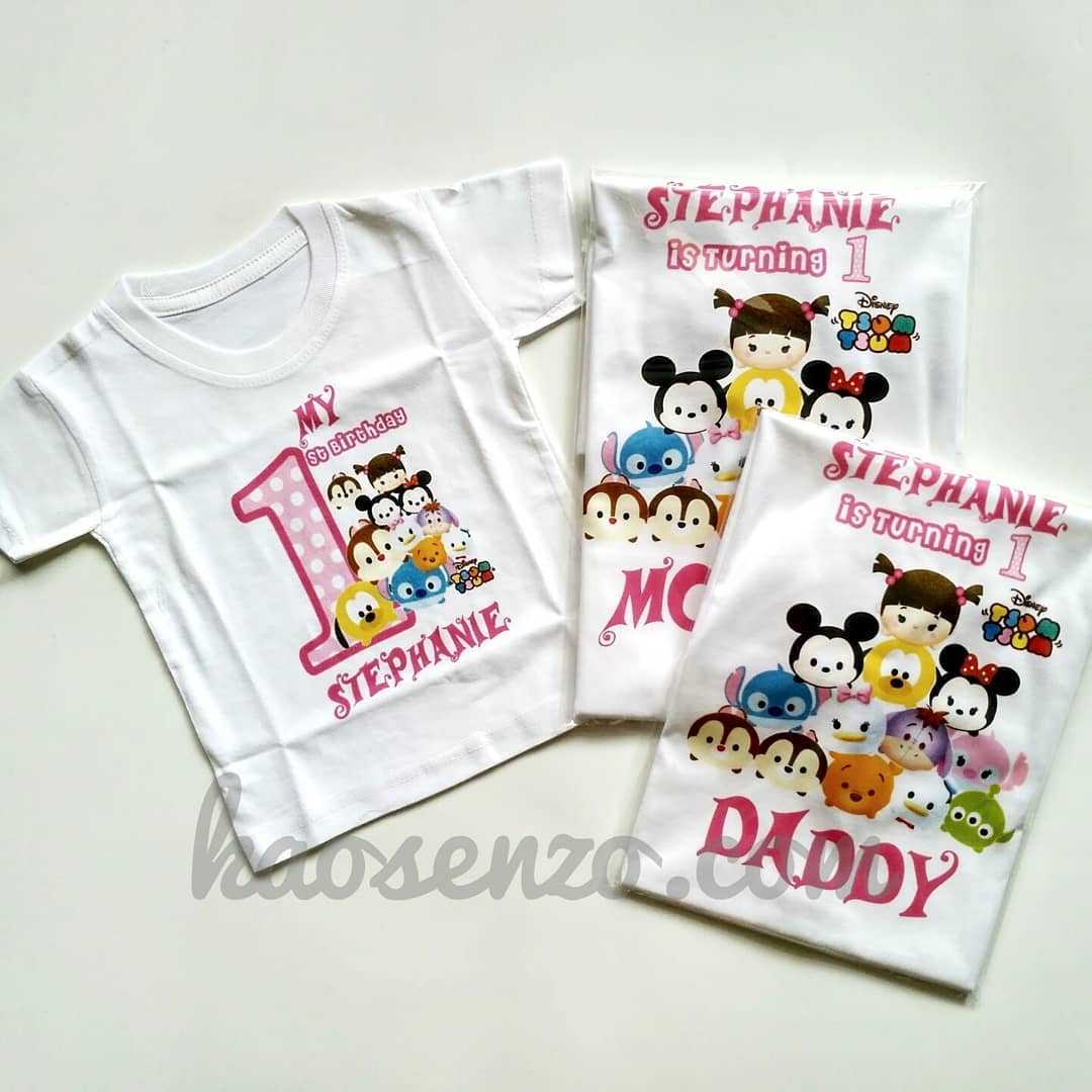 Baju Kaos Couple Keluarga | Baju Kaos Ultah Motif Tsum tsum